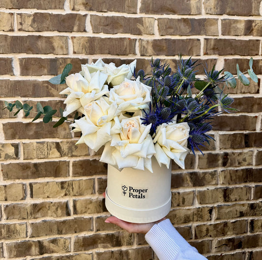 White O’Hara & Eryngium in Box