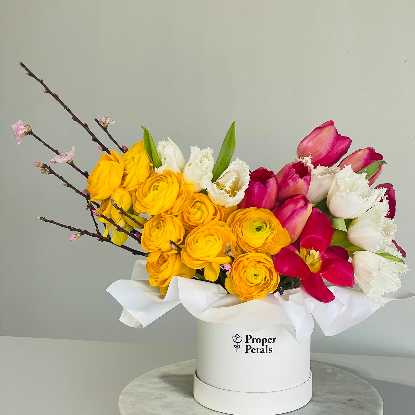 Ranunculus & Tulips in Box