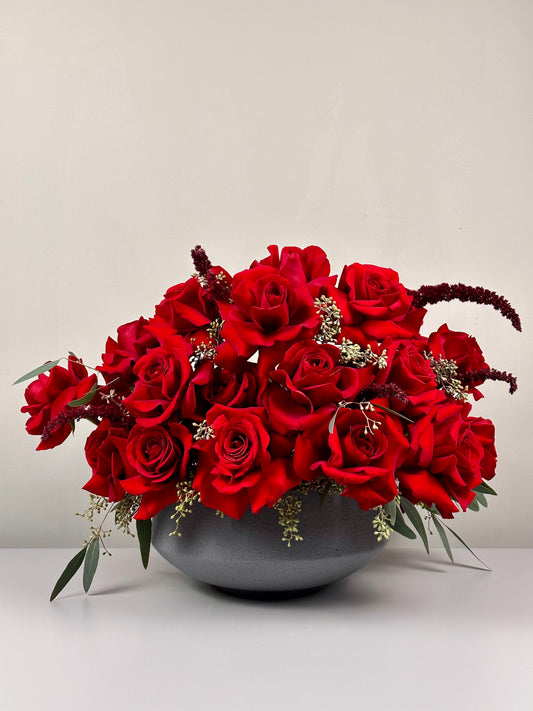 Red Roses In Bowl