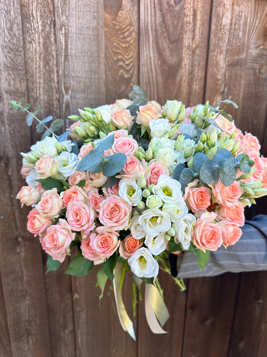 Spray Roses, Lisianthus & Eucalyptus Bouquet