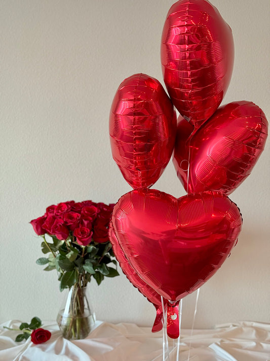 24 Red Roses & Balloons