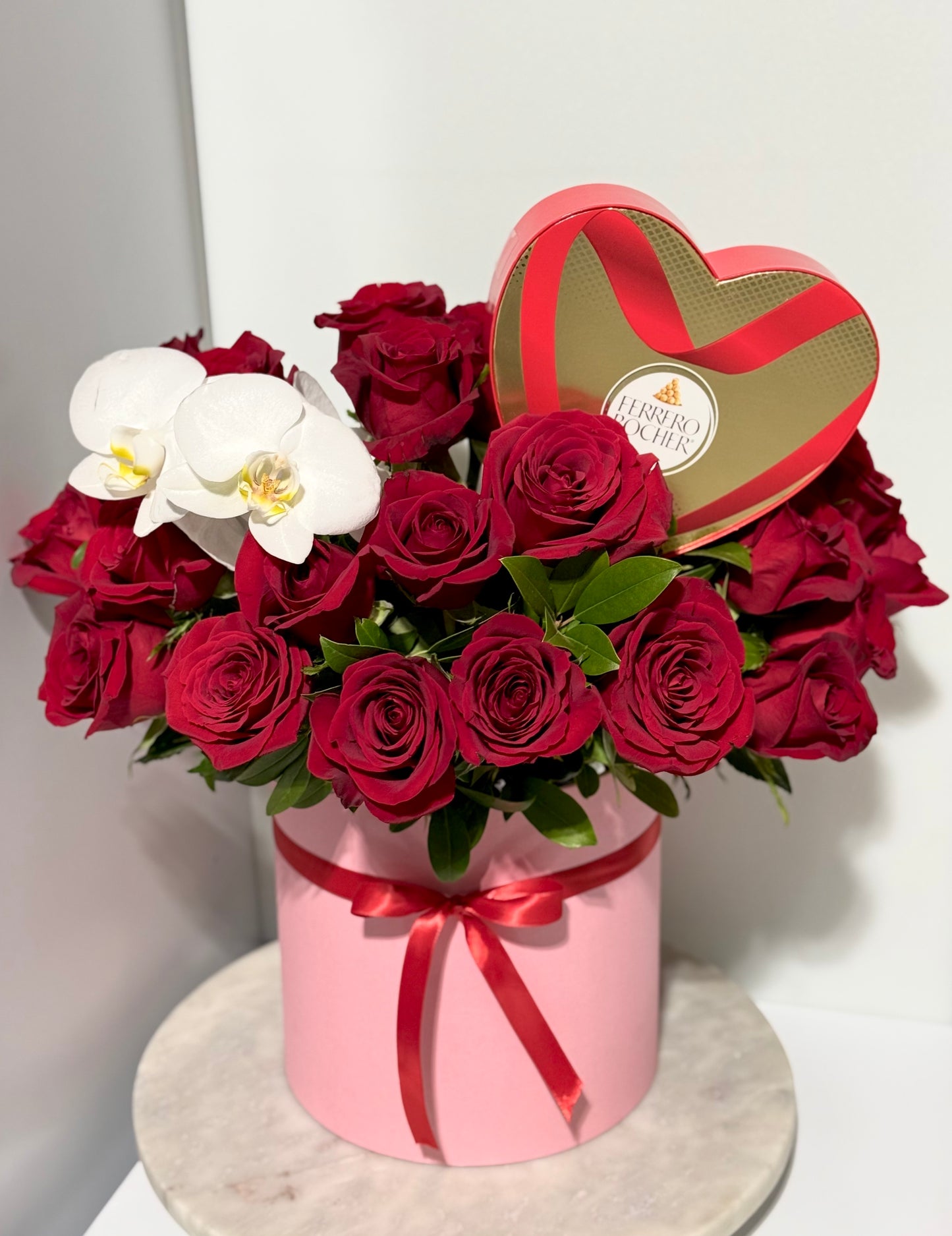 36 Red Roses, Orchids & Chocolate in Box