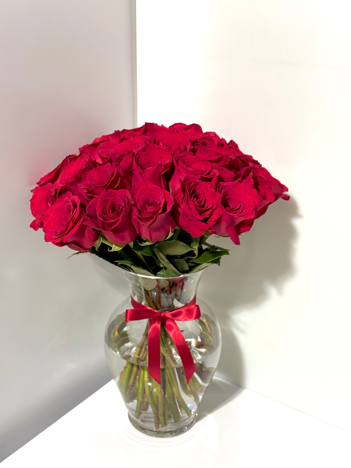 24 Red Roses in Vase